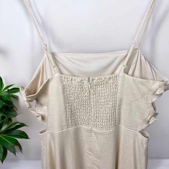 WAYF Linen Blend Cut Out Bow Midi Dress in Ivory - NWT - Sz L | Large - Picture 9 of 11
